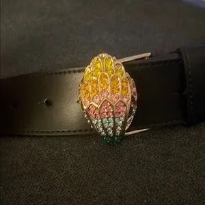 Kurt Geiger Black Belt with Gold and Multicolor Buckle Kurt Geiger | Accessories | Kurt Geiger Black Belt With  main image 4